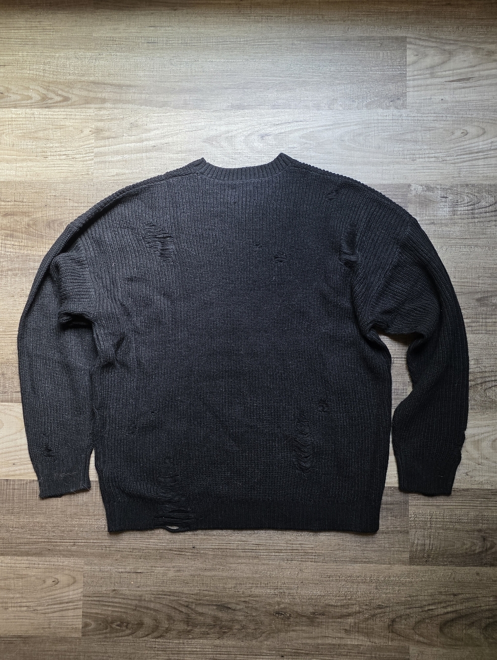 ASOS Men's Distressed Grunge Sweater In Black - Picture 4 of 9